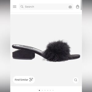 Alexander Wang Lou Black Feather Embellished Suede Mules Size 39